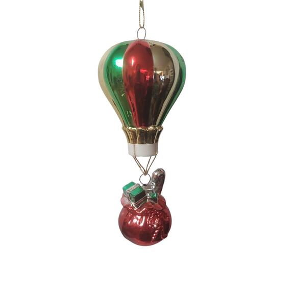 VTG Silvestri Handcrafted Christmas Tree Ornament Packages Riding On Balloon 6" - Picture 1 of 10